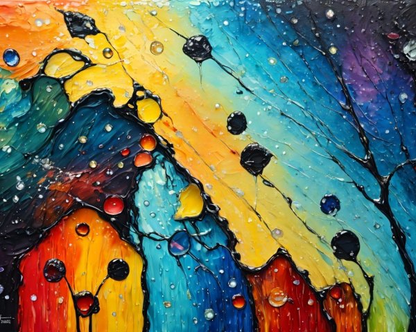 Vibrant Abstract Painting with Bold Colors and Texture