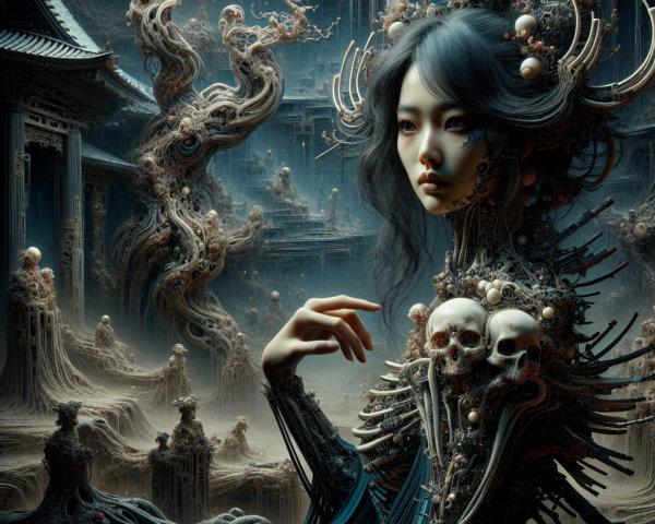 Surreal Figure in a Dark, Ethereal Landscape