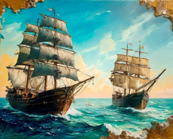 Majestic sailing ships in vibrant turquoise waters