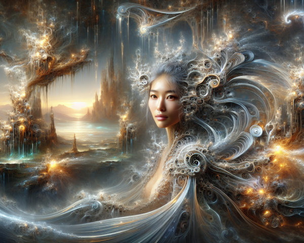 Fantasy Portrait of Asian Woman with Ethereal Hair