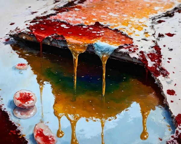 Vibrant Abstract Landscape with Colorful Drips