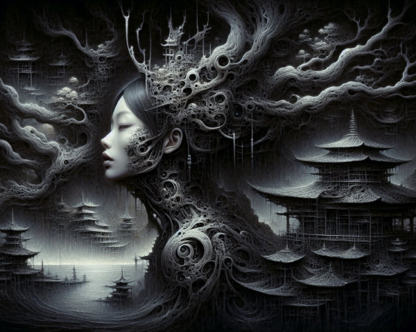 Surreal Landscape of Human and Nature Fusion