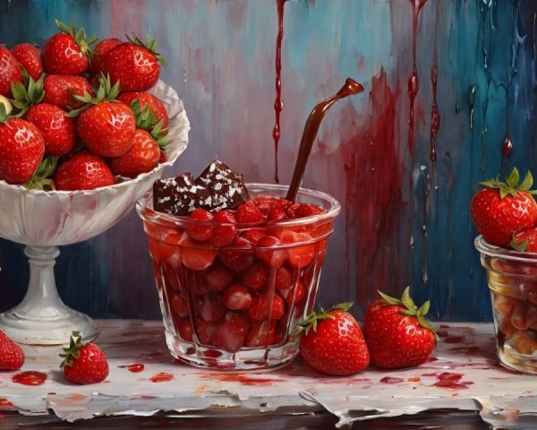 Vibrant Still Life with Strawberries and Containers