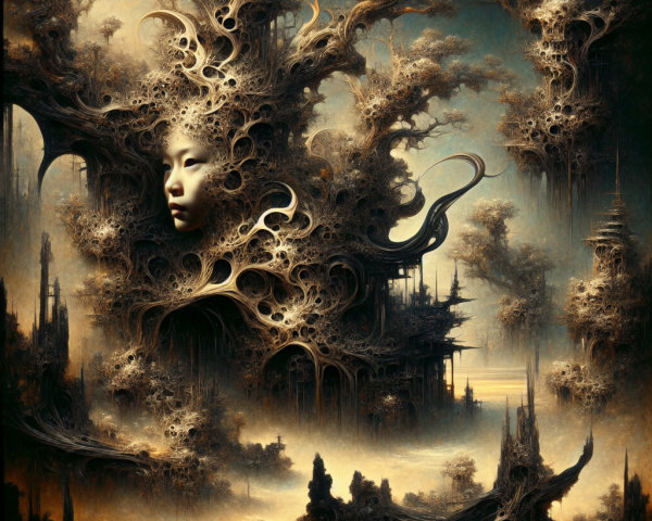 Surreal Landscape of Organic Forms and Ethereal Structures