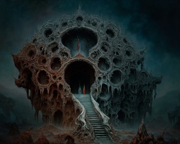 Surreal Organic Fortress with Intricate Designs