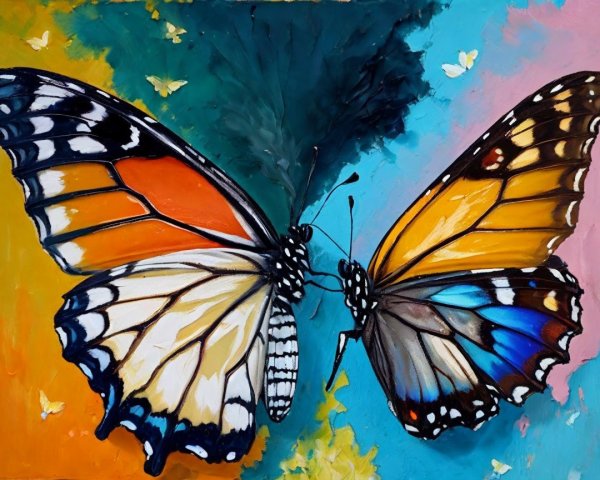 Vibrant Butterflies in Colorful Artistic Display