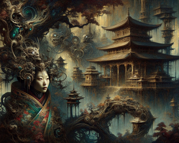 Fantastical Scene of Nature and Architecture Fusion