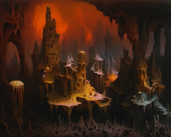 Surreal Landscape of Organic Spires and Terraces