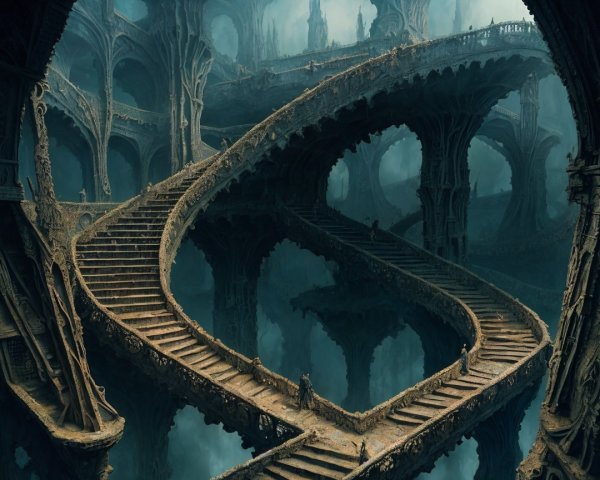 Surreal Structure of Winding Staircases in Ethereal Setting