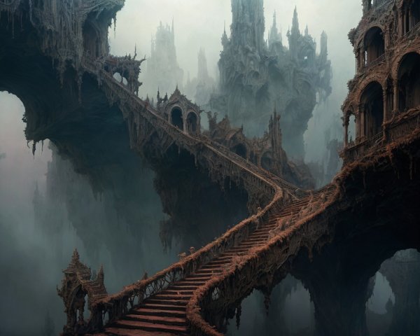 Surreal Landscape with Intricate Rock Formations