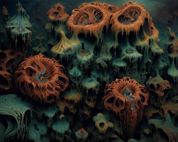 Surreal Alien Landscape with Coral-Like Structures