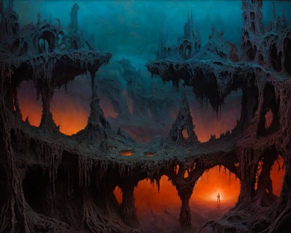 Surreal Landscape with Organic Structures and Isolation