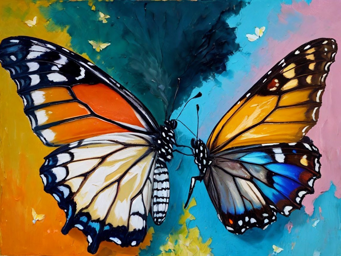 Vibrant Butterflies in Colorful Artistic Display