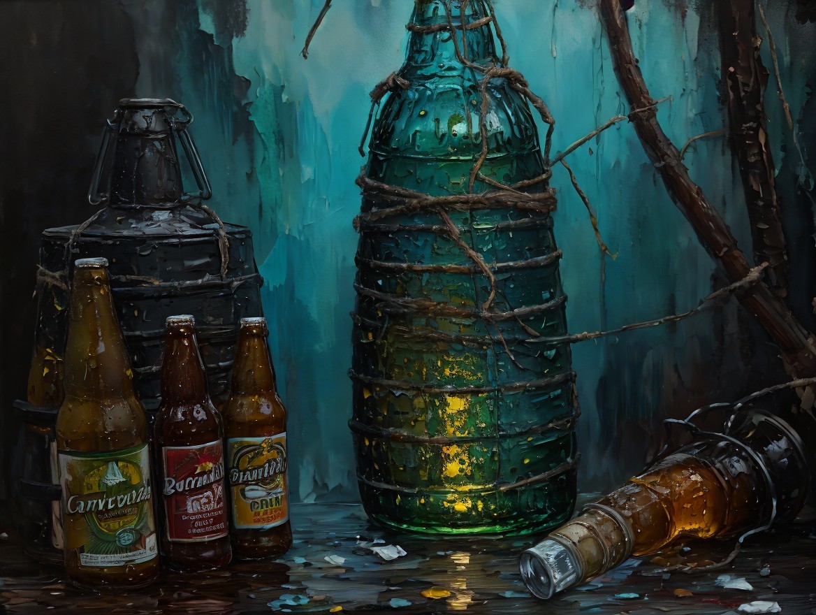 Still Life Arrangement of Bottles and Containers