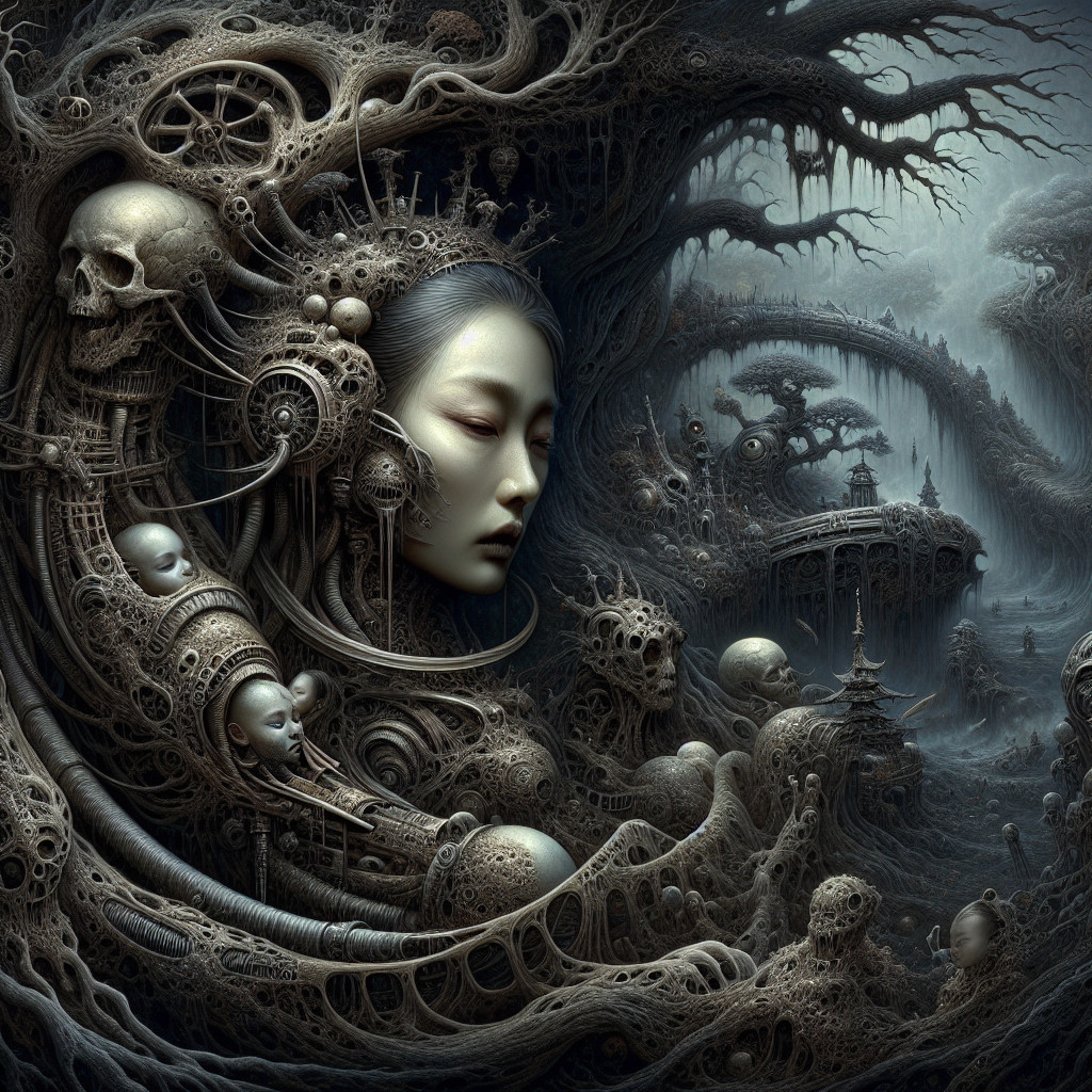 Surreal Scene of Organic and Mechanical Elements