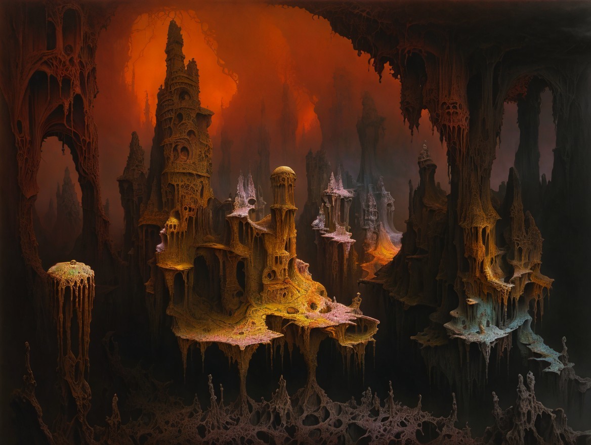 Surreal Landscape of Organic Spires and Terraces