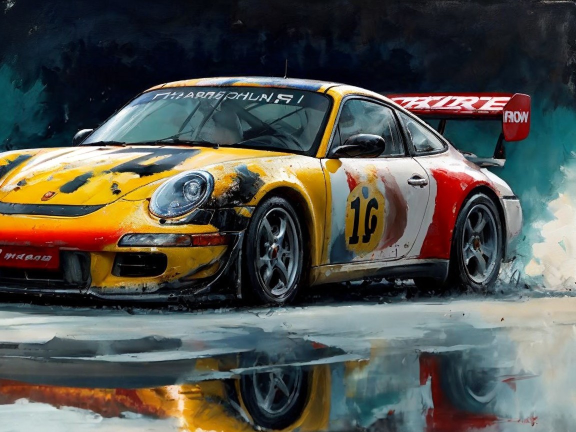 Dynamic Racing Car Illustration with Abstract Background