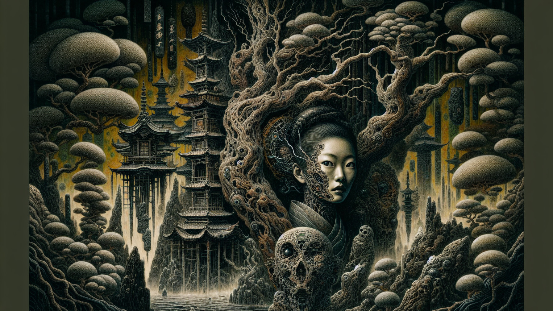 Nature and Architecture Blend in Surreal Scene