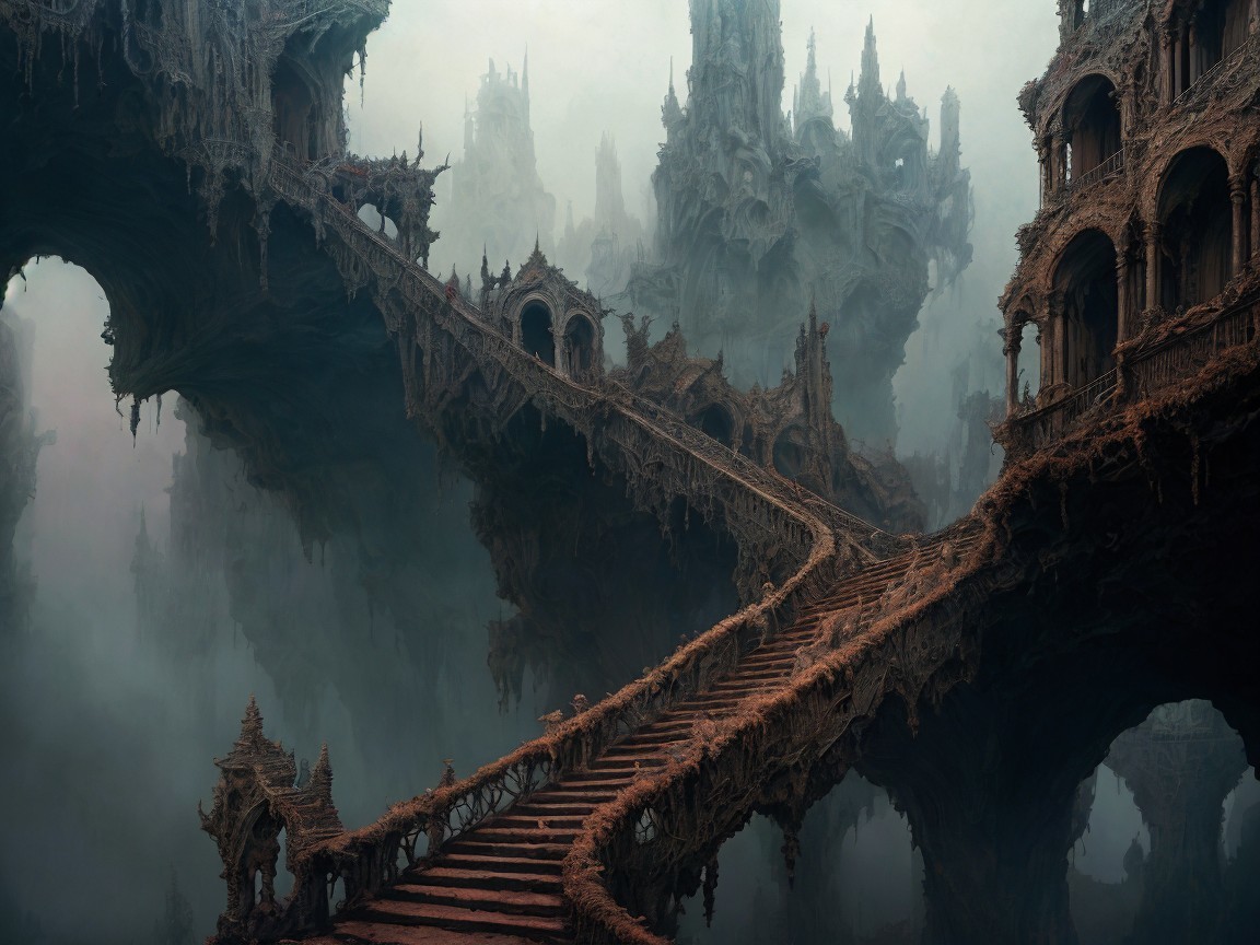Surreal Landscape with Intricate Rock Formations