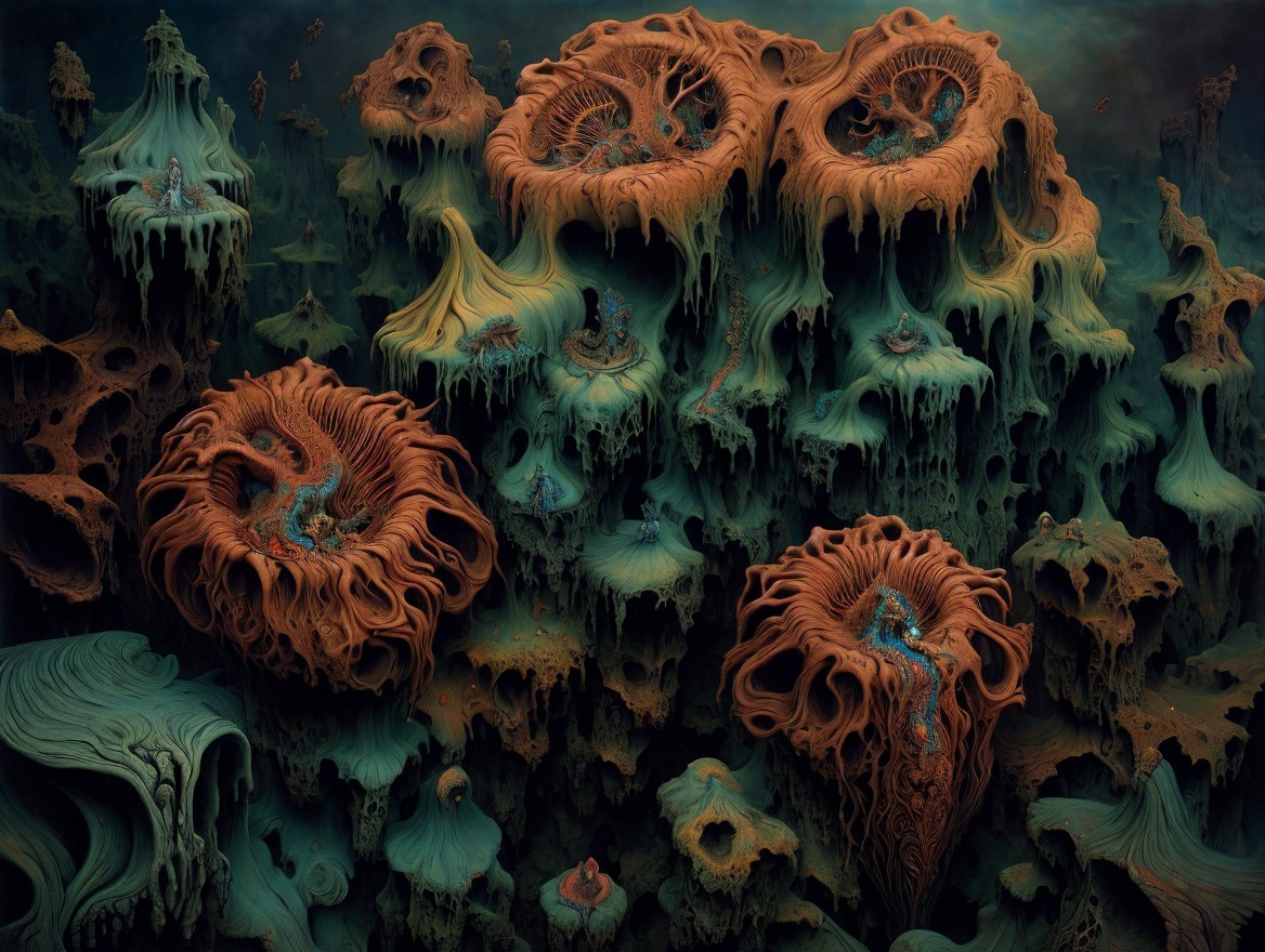 Surreal Alien Landscape with Coral-Like Structures
