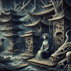 Surreal Landscape with Abstract Cavernous Structures