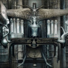 Intricate Industrial Design with Bull Skull and Gears