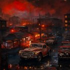 High-Performance Sports Cars in Urban Night Scene