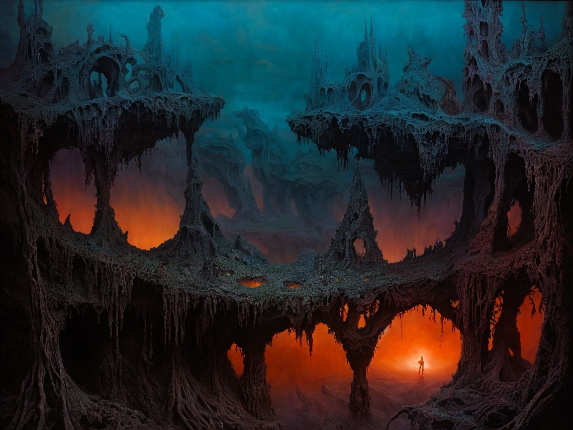 Surreal Landscape with Organic Structures and Isolation