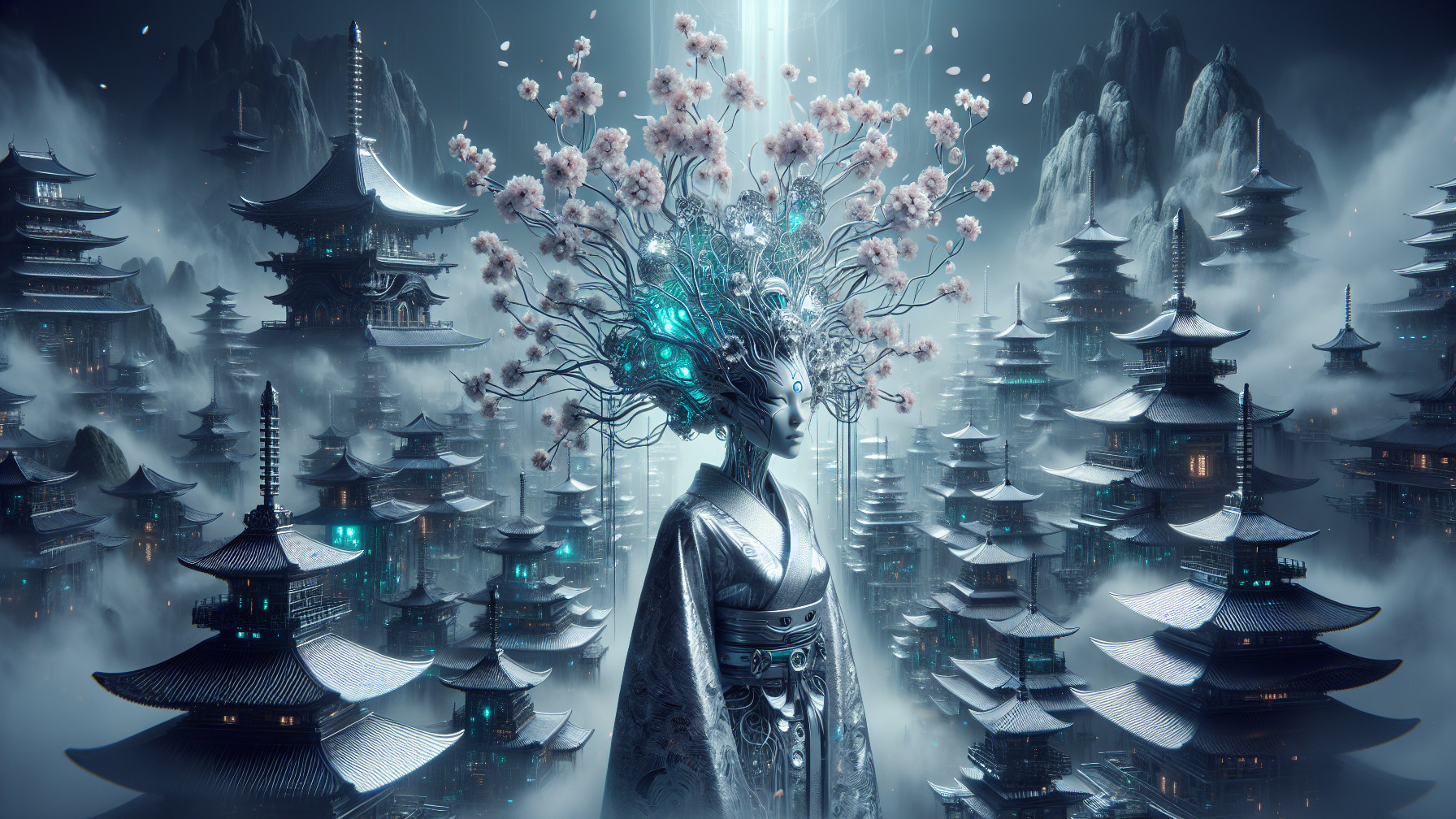 Dark Fantasy Digital Painting of a Female Cyborg