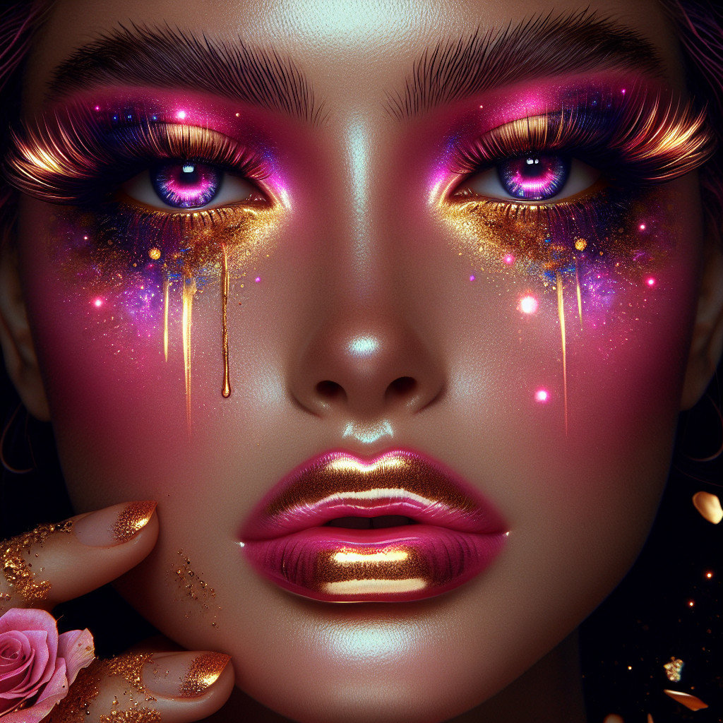 Close-Up of Woman with Dramatic Makeup Features