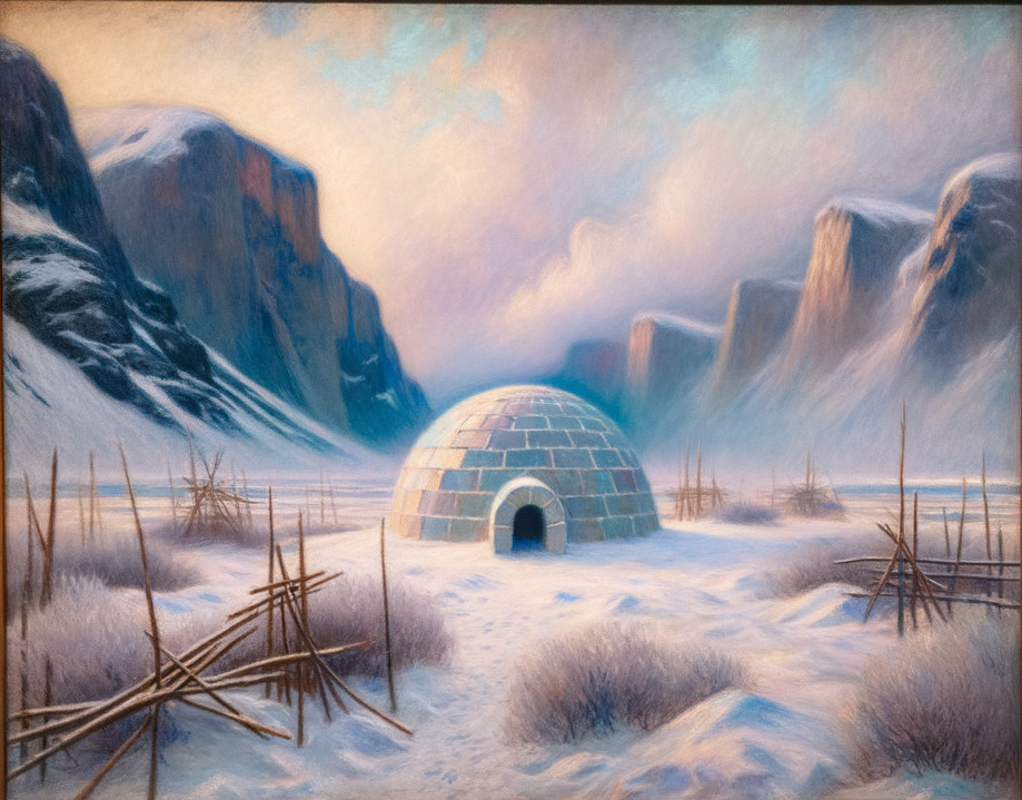 Igloo in a Serene Snowy Landscape at Dawn