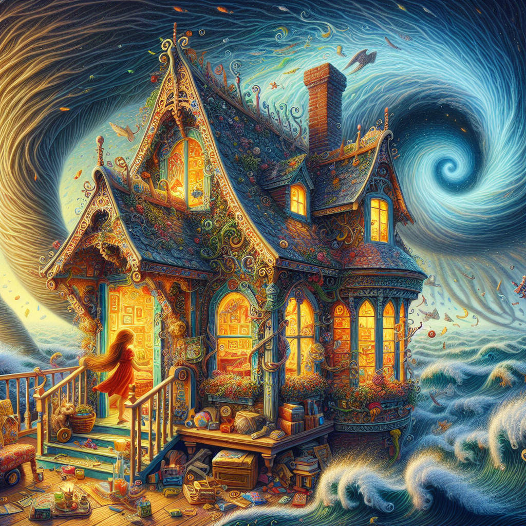 Whimsical Cottage Surrounded by Vibrant Colors and Magic