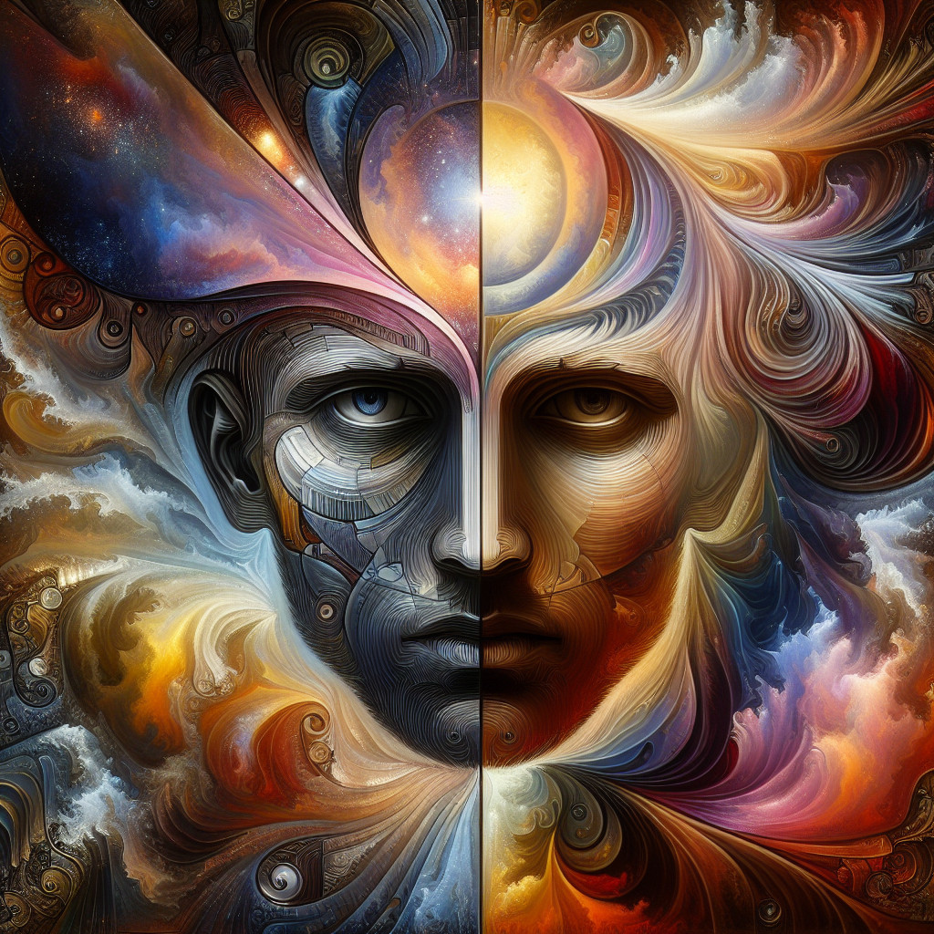 Split-Face Design with Cosmic and Earthy Elements