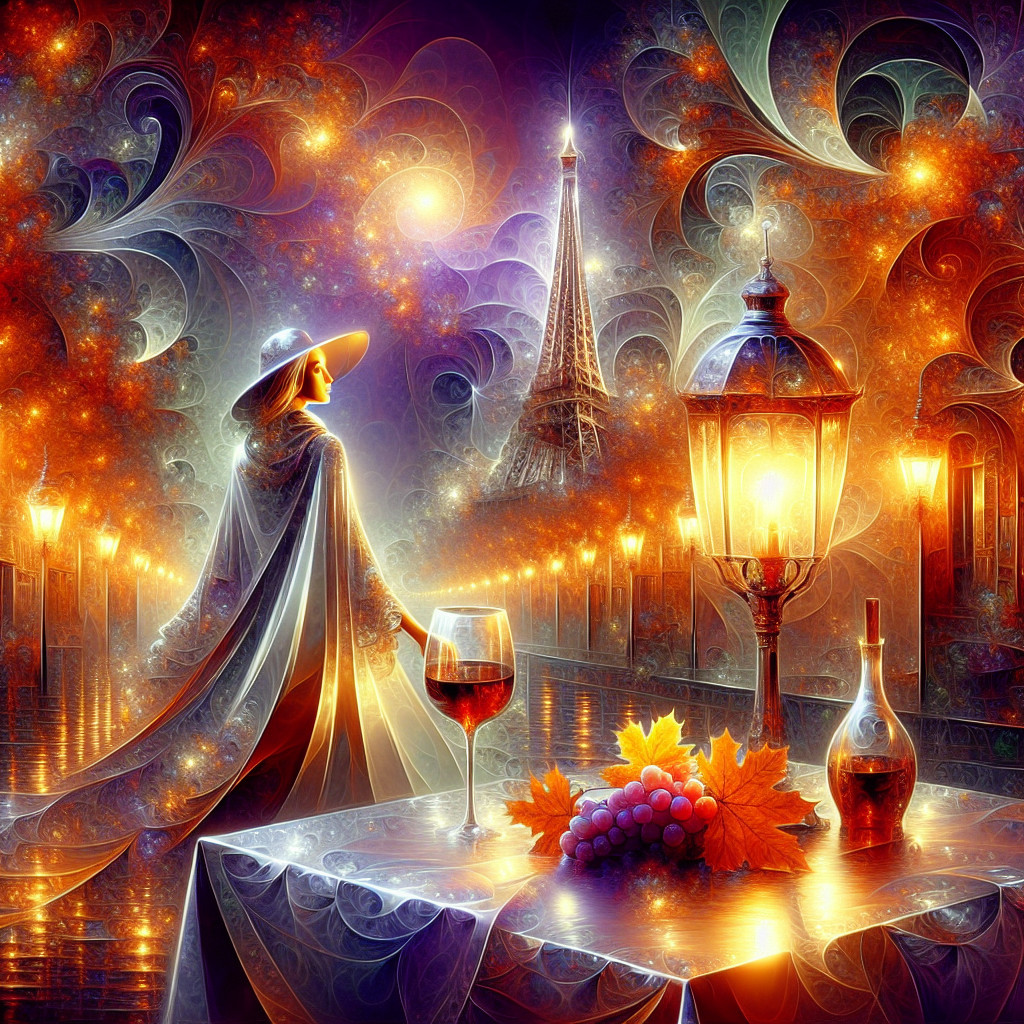 Dreamy Paris Night Scene with Lanterns and Eiffel Tower