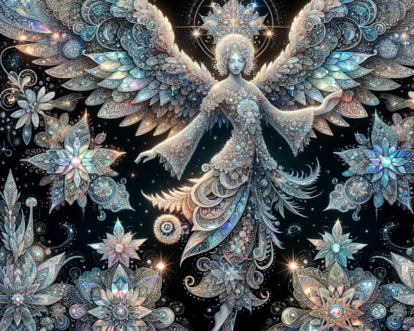 Celestial Being with Intricate Wings in Digital Art