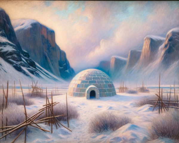 Igloo in a Serene Snowy Landscape at Dawn