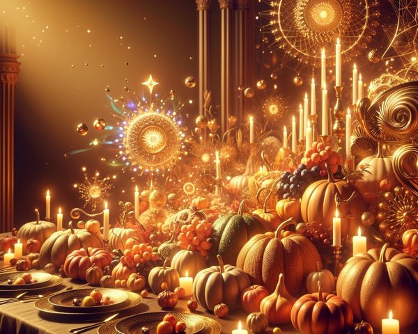 Lavish Autumn Banquet with Elegant Decor and Fruits