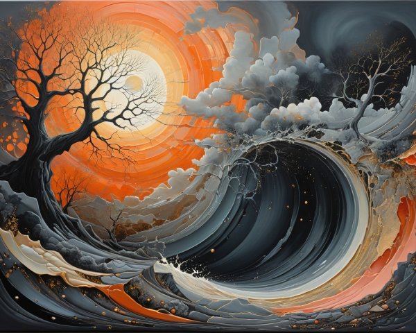 Dramatic Light and Dark Interplay in Nature Artwork