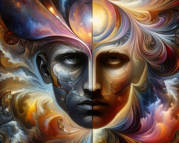 Split-Face Design with Cosmic and Earthy Elements
