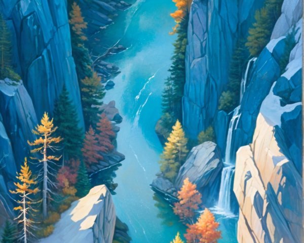 Serene Landscape with River and Autumn Foliage