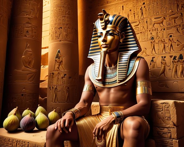 Regal Figure in Decorated Ancient Egyptian Chamber