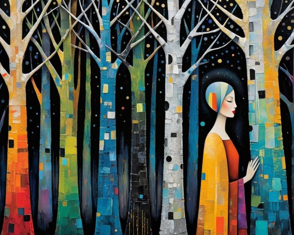 Digital Painting of Woman with Blue Hair and Cloak