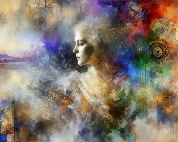 Abstract Portrait of a Woman in Vibrant Colors