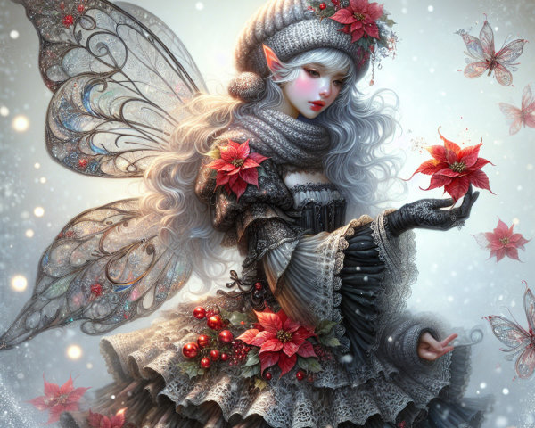 Whimsical Winter Fairy with Shimmering Wings