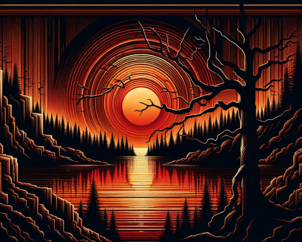 Sunset Reflection Over a Tranquil Lake Landscape