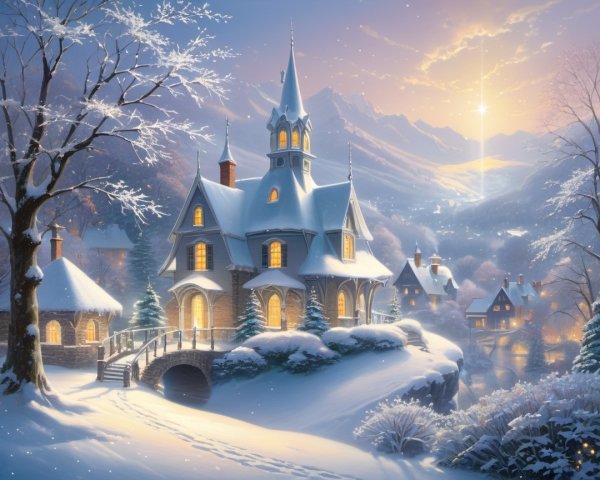 Snow-Covered Cottage in a Winter Landscape