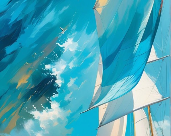 Vibrant Seascape with Sailboat and Turquoise Waters
