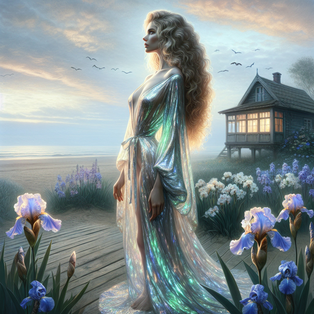 Mystical Dawn Scene with Woman by the Shore