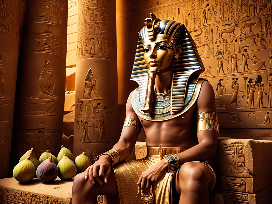 Regal Figure in Decorated Ancient Egyptian Chamber