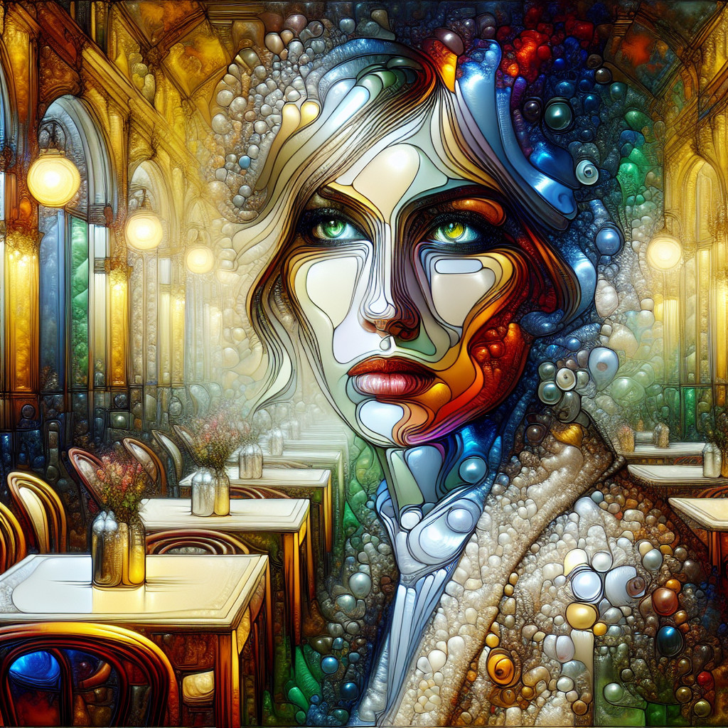 Abstract Representation of a Woman in a Café Setting